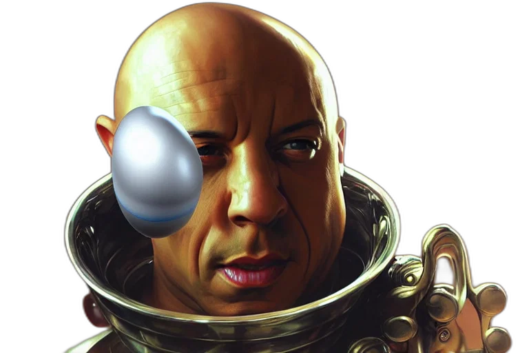 face, mask, concept art, photorealistic, comic book art, outer space, vin, diesel transparent PNG cut-out