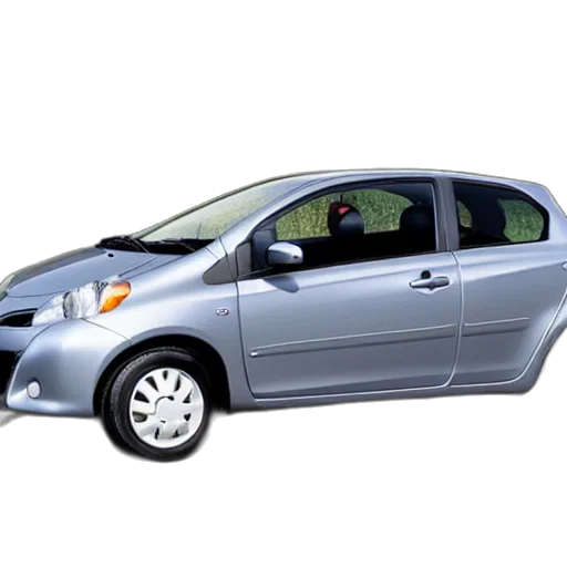 car, 3d render, photorealistic, grey, toyota, yaris, 2008, sol transparent PNG cut-out