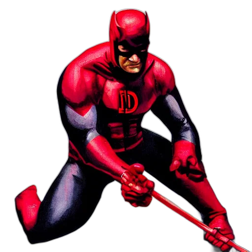 comic book art, concept art, red, daredevil, painted, devon, rodriguez transparent PNG cut-out