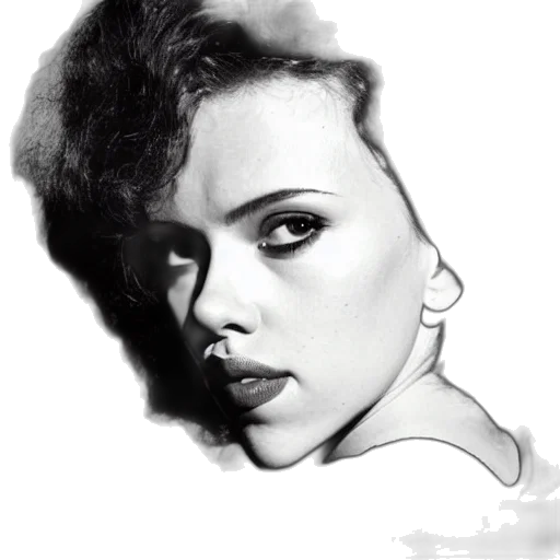 face, photorealistic, pencil sketch, cartoon, watercolor, scarlett, johansson, afro transparent PNG cut-out
