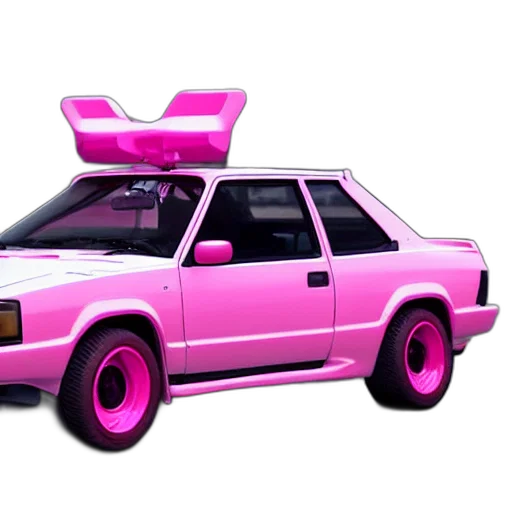 car, weapon, vaporwave, 3d render transparent PNG cut-out
