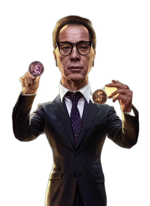 face, staff, concept art, comic book art, cartoon, photorealistic, silvio, berlusconi transparent PNG cut-out