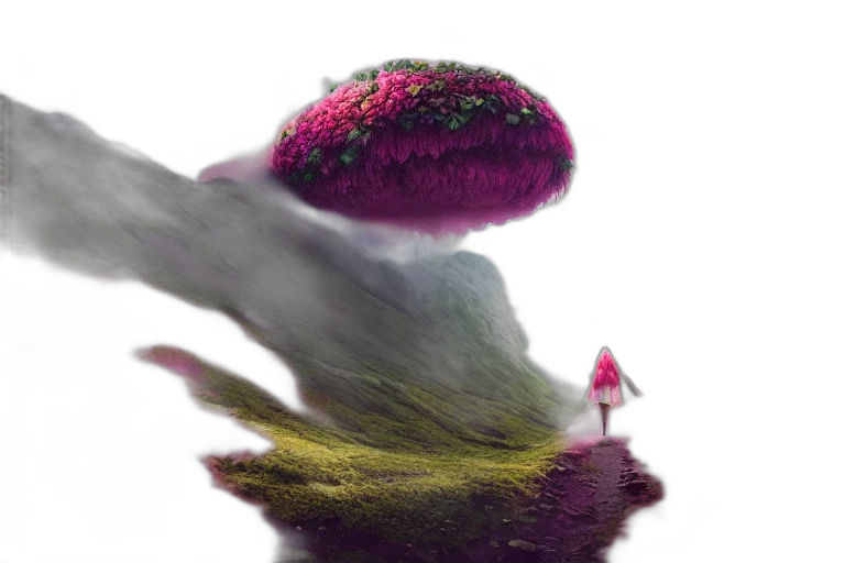 hat, hair, creature, tree, concept art, 3d render, fantasy art, photorealistic transparent PNG cut-out