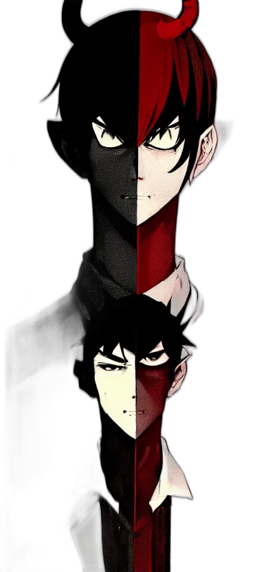 mask, face, comic book art, anime, cartoon, concept art, red, dark transparent PNG cut-out