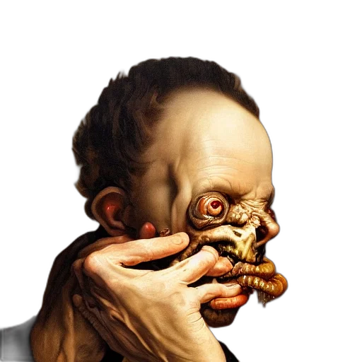 face, mask, food, creature, photorealistic, concept art, 3d render, fantasy art transparent PNG cut-out