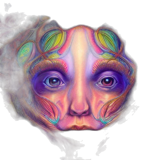 mask, face, creature, hair, watercolor, fantasy art, concept art, photorealistic transparent PNG cut-out