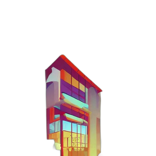 building, robot, weapon, furniture, 3d render, pixel art, vaporwave, concept art transparent PNG cut-out