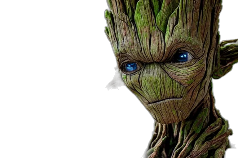 tree, face, 3d render, concept art, photorealistic, comic book art, printer, groot transparent PNG cut-out