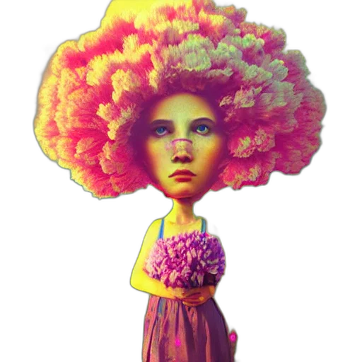 hair, flower, face, hat transparent PNG cut-out