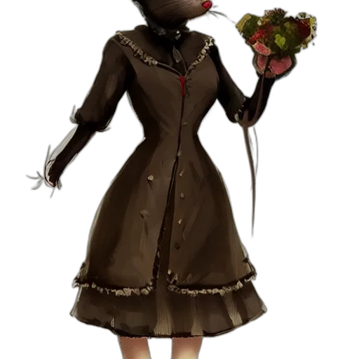 dress, staff, jacket, flower transparent PNG cut-out