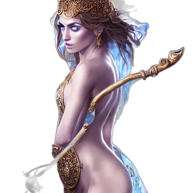 crown, dress, jewelry, sword, fantasy art, concept art, comic book art, watercolor transparent PNG cut-out