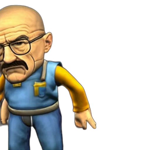 staff, face, 3d render, concept art, cartoon, photorealistic, walter, white transparent PNG cut-out