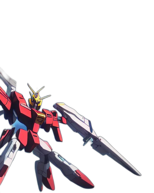 weapon, sword, robot, concept art, 3d render, anime, red, highly transparent PNG cut-out