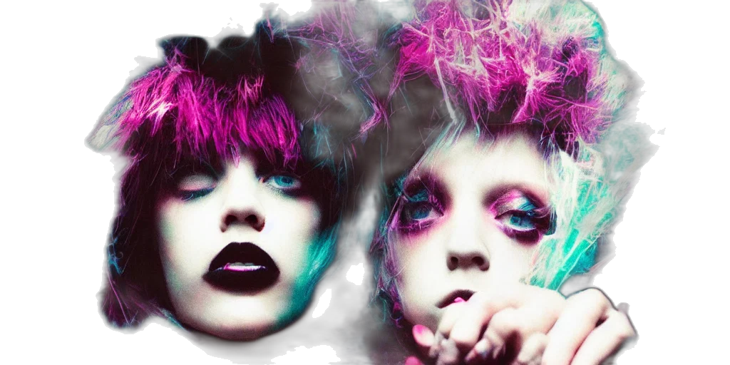 hair, cyberpunk, photorealistic, concept art, fantasy art, neon lights, neon, dark transparent PNG cut-out