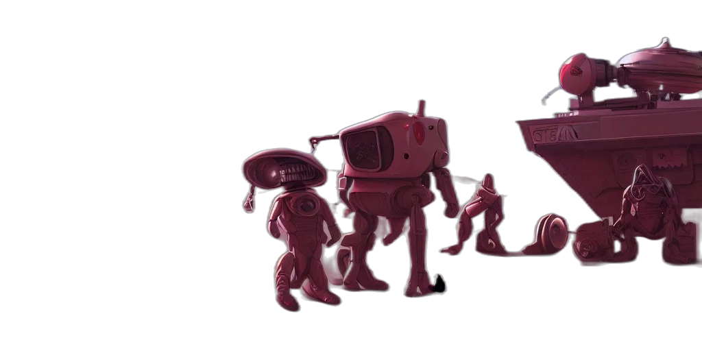 robot, weapon, concept art, 3d render transparent PNG cut-out