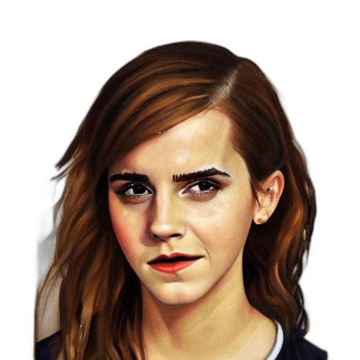 face, photorealistic, oil painting, cartoon, concept art, emma, watson, munter transparent PNG cut-out