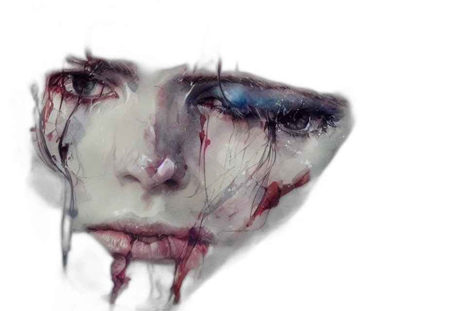 face, mask, creature, watercolor transparent PNG cut-out