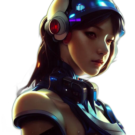 robot, face, cyberpunk, concept art transparent PNG cut-out