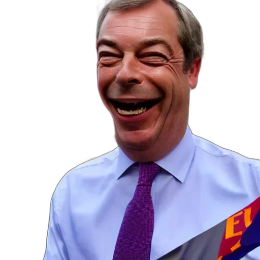 face, jacket, weapon, creature, nigel, farage, laughing, holding transparent PNG cut-out