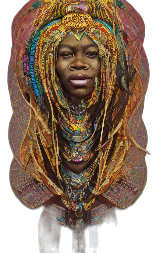 jewelry, face, mask, crown, photorealistic, concept art, upper, half transparent PNG cut-out