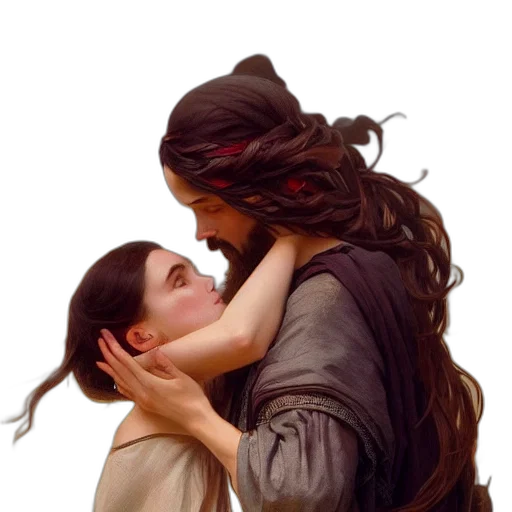 fantasy art, photorealistic, oil painting, concept art, fire, snow, forest, jesus transparent PNG cut-out