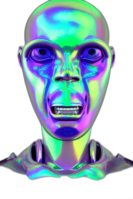 robot, face, mask, creature, vaporwave, 3d render, cyberpunk, concept art transparent PNG cut-out