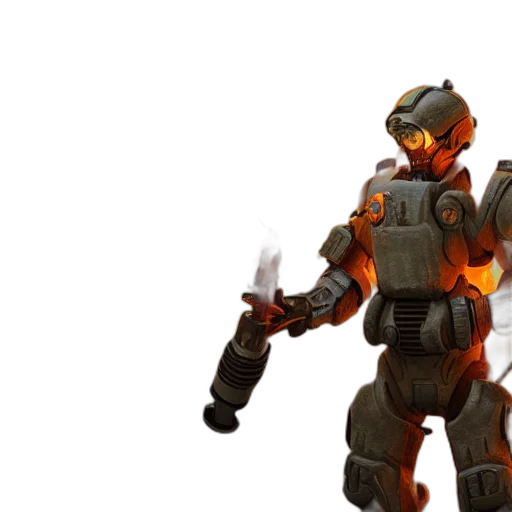 robot, weapon, 3d render, concept art transparent PNG cut-out