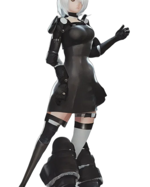 dress, staff, robot, weapon, concept art, 3d render, cyberpunk, pixel art transparent PNG cut-out