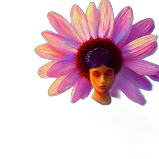 flower, crown, mask, hat, 3d render, photorealistic, concept art, vaporwave transparent PNG cut-out