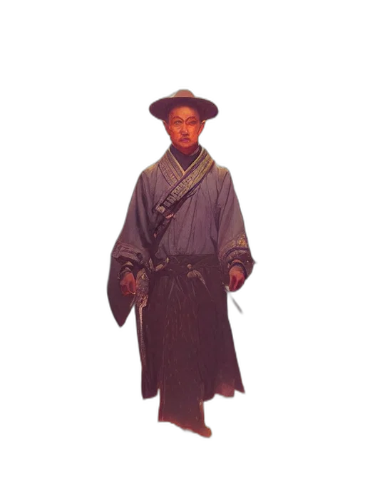 staff, jacket, sword, hat, concept art, photorealistic, pixel art, 3d render transparent PNG cut-out