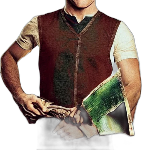 jacket, staff, sword, face transparent PNG cut-out