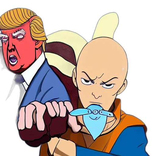 mask, weapon, cartoon, concept art, comic book art, donald, trump, kills transparent PNG cut-out