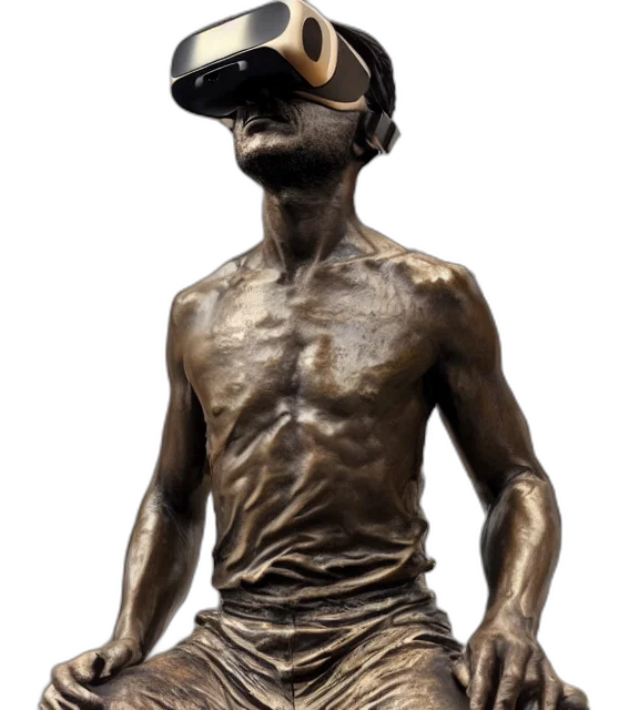 mask, hat, staff, face, 3d render, concept art, cyberpunk, photorealistic transparent PNG cut-out