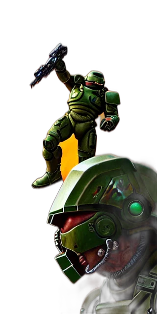 robot, weapon, staff, concept art, 3d render, pixel art, comic book art, green transparent PNG cut-out