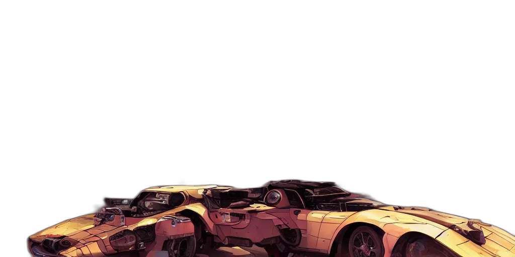 car, weapon, concept art, comic book art, 3d render, cyberpunk, golden, earth tones transparent PNG cut-out