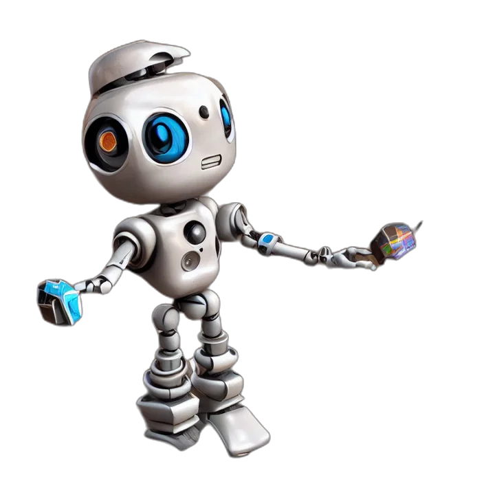 robot, staff, 3d render, concept art transparent PNG cut-out