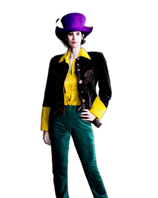 jacket, hat, staff, concept art, colorful, neon, green, dark transparent PNG cut-out