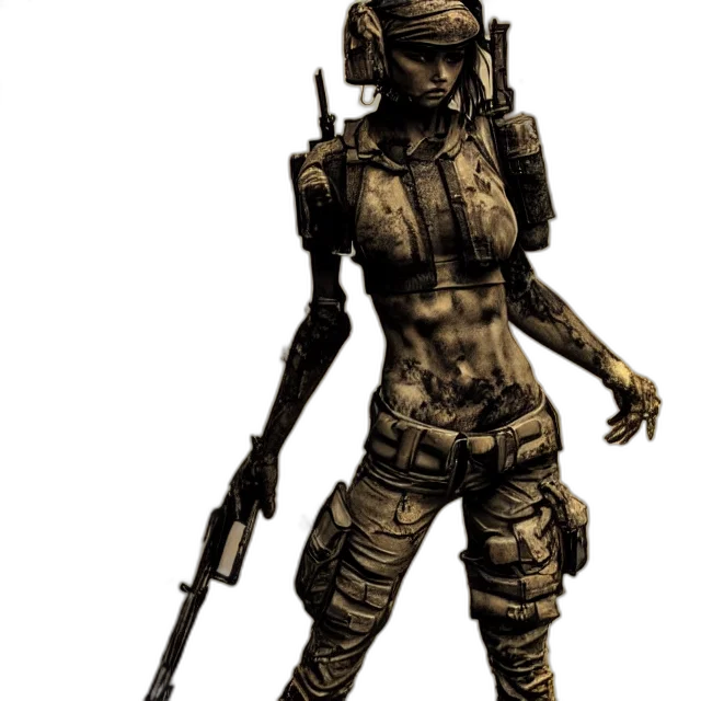 robot, weapon, staff, concept art, pixel art, comic book art, 3d render, earth tones transparent PNG cut-out