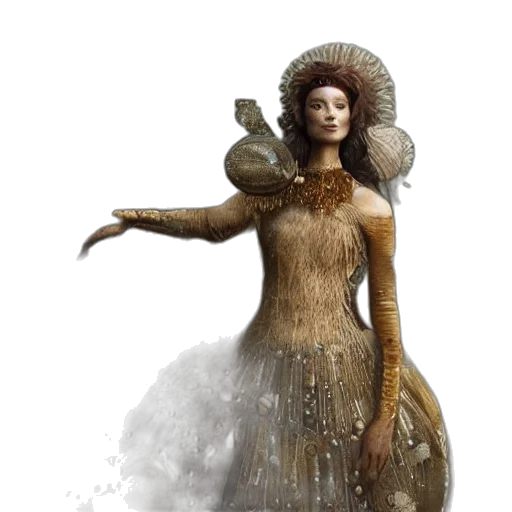dress, hair, concept art, fantasy art, 3d render, photorealistic, earth tones, golden transparent PNG cut-out