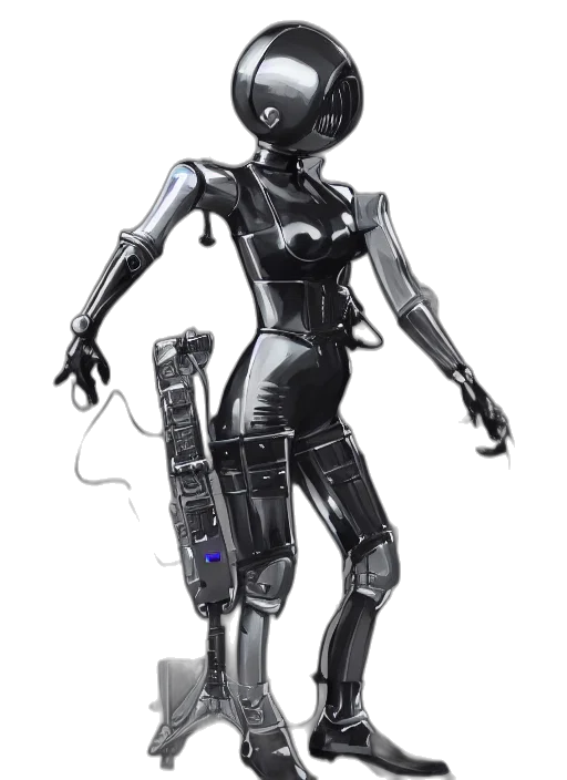 robot, staff, cyberpunk, concept art transparent PNG cut-out