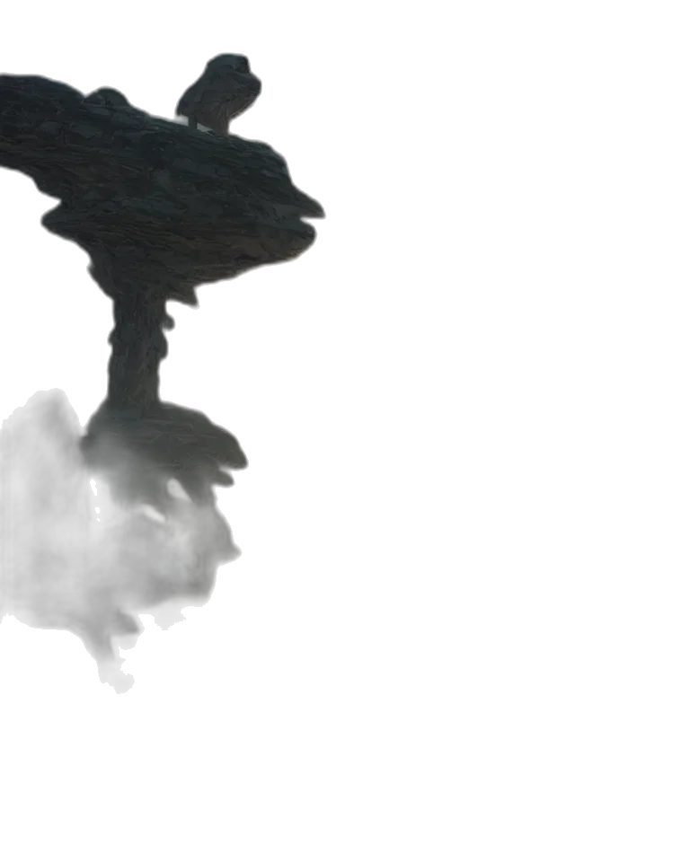 dragon, sword, staff, umbrella, 3d render, photorealistic, concept art, fog transparent PNG cut-out