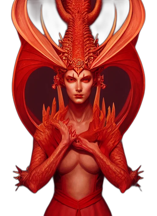 dragon, creature, fantasy art, concept art, pixel art, comic book art, red, symmetry transparent PNG cut-out