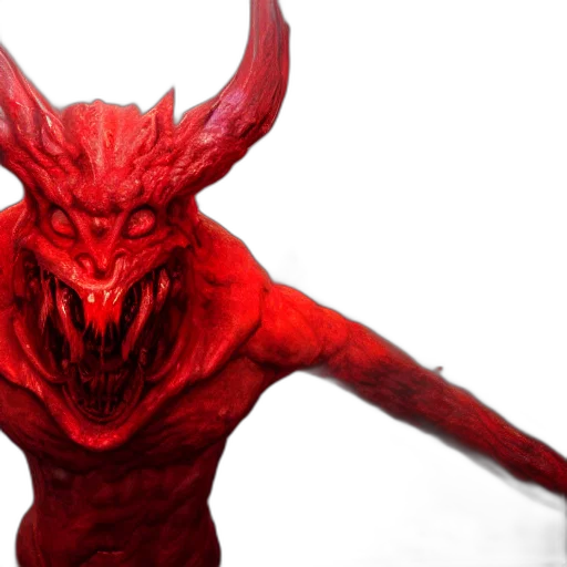 mask, dragon, creature, animal, 3d render, concept art, red, huge transparent PNG cut-out