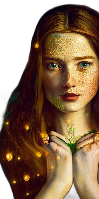 jewelry, face, crown, photorealistic, fantasy art, oil painting, concept art, outer space transparent PNG cut-out