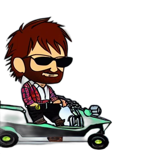 car, cartoon, pixel art, concept art, vaporwave, chibi, chuck, norris transparent PNG cut-out