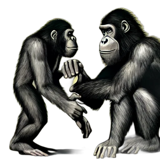 concept art, photorealistic, human, ape transparent PNG cut-out