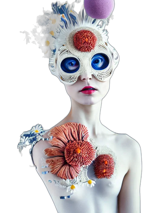 mask, flower, dress, creature transparent PNG cut-out