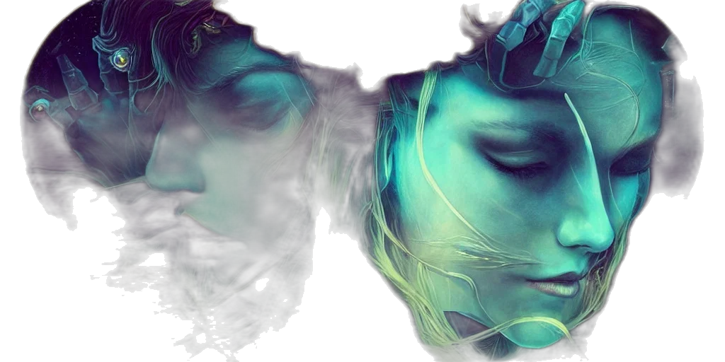 mask, face, crown, photorealistic, concept art, 3d render, vaporwave, outer space transparent PNG cut-out