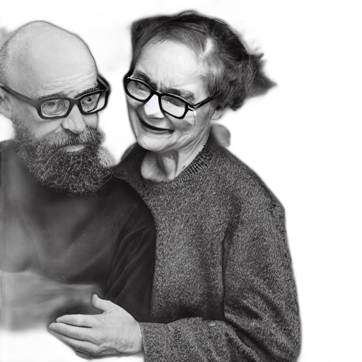 photorealistic, pencil sketch, photograph, elderly, bald, man, bushy, beard transparent PNG cut-out
