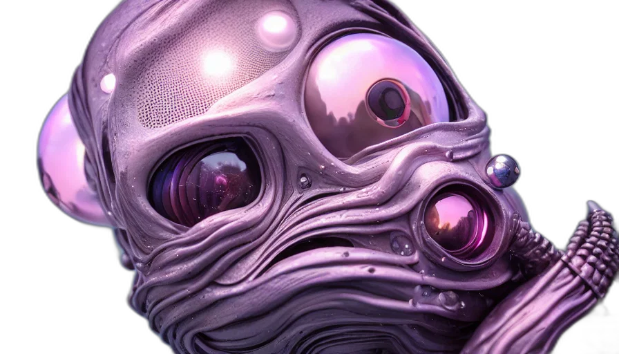 mask, creature, face, robot, concept art, 3d render, cyberpunk, photorealistic transparent PNG cut-out
